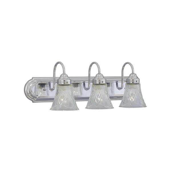Cordelia Lighting 24 in. 3-Light Chrome Traditional Vanity Light with Clear Glass Shades