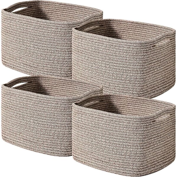 Brown Basket デモセット4枚 Dark Brown 13 in. x 7.9 in. Cotton Rope Decorative Basket (Set of