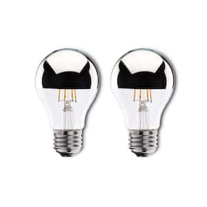 40W Equivalent Warm White Light A19 Dimmable LED Half Chrome Light Bulb (2-Pack)