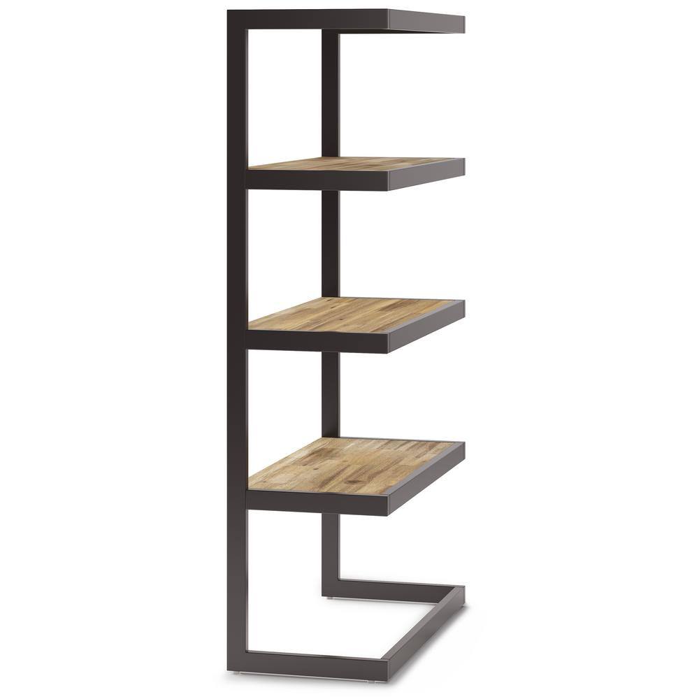 Distressed Golden Wheat Acacia Wood and Metal Bookcase