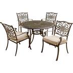 Hanover Traditions 5-Piece Patio Outdoor Dining Set with 4-Cast ...