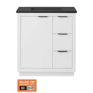 Harlock 31 in. W x 19 in. D x 35 in. H Single Sink Free Standing Bath Vanity in White with Black Cultured Marble Top