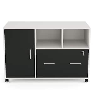 Atencio White Mobile File-Cabinet with Lock and Drawer