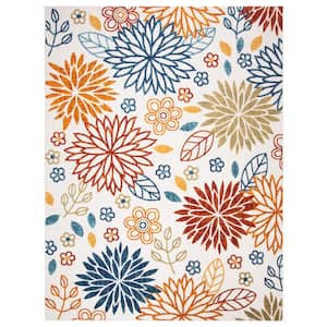 Cabana Cream/Red 8 ft. x 10 ft. Floral Indoor/Outdoor Patio  Area Rug