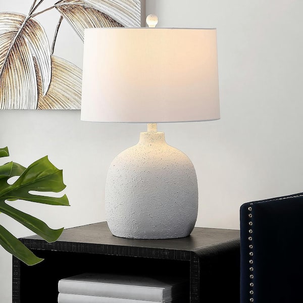 Veleri 24 in. White Speckle Table Lamp with White Shade