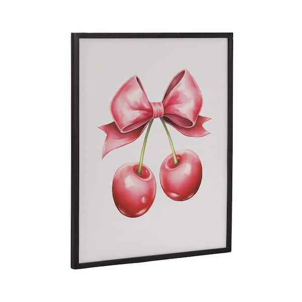 Kate and Laurel Gallery Coquette Preppy Retro Girly Red Pink Bow by The Creative Bunch Studio Black Framed Art Print 16 in. x 20 in.