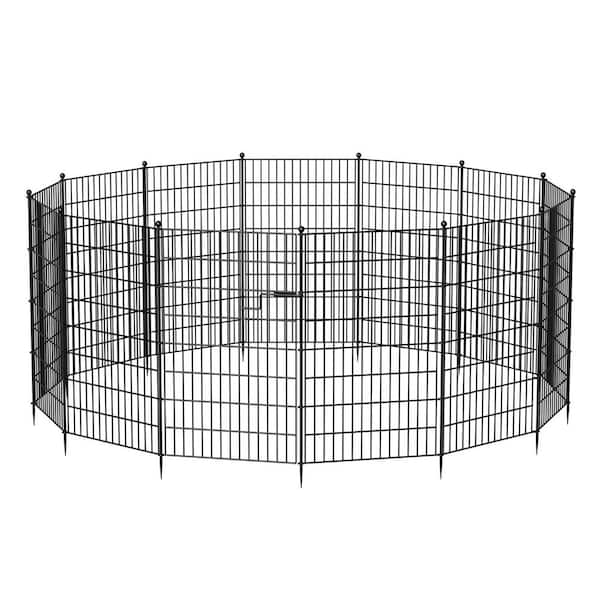 13-Panel Garden Fence w/ Gate 336 in. W x 40 in. H No Dig Metal Wire Panel Border Garden Fencing Animal Barrier for Yard