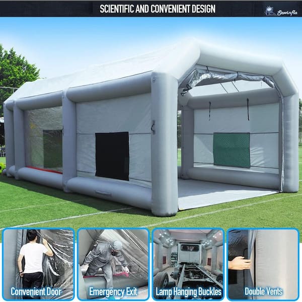 28 ft. x 15 ft. x 11 ft. Portable Inflatable Paint Booth with 2-Blowers and Air Filter System