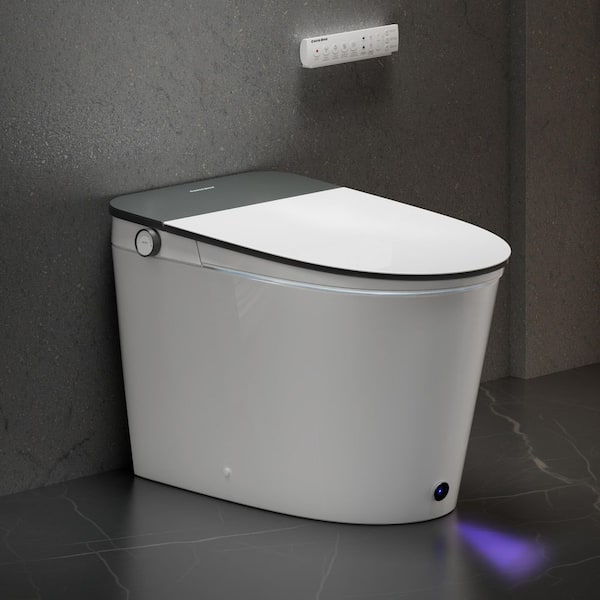 Elongated Electric Bidet Toilet 1.28 GPF in White with Auto Open Close, Foam Schield, Kid-Friendly, Auto Temp Control