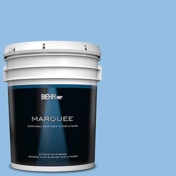 BEHR MARQUEE 5 gal. #P520-3 Toile Blue Satin Enamel Exterior Paint & Primer
