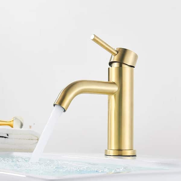 Maincraft Single-Handle Single-Hole Bathroom Faucet in Brushed Gold