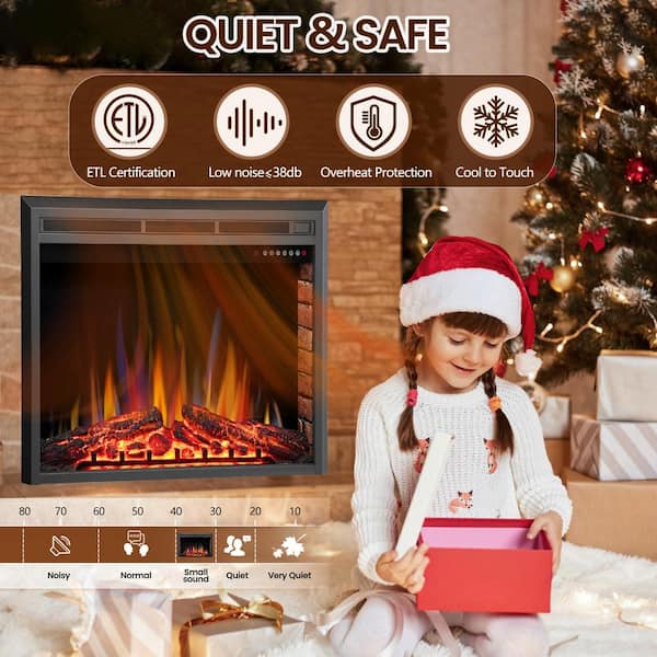 Recessed Electric Fireplace, Fireplace Inserts with Touch Screen & Remote, 5 Flame Brightness Settings, 3 Color Log Flame, Timer, Temperature 750/1500