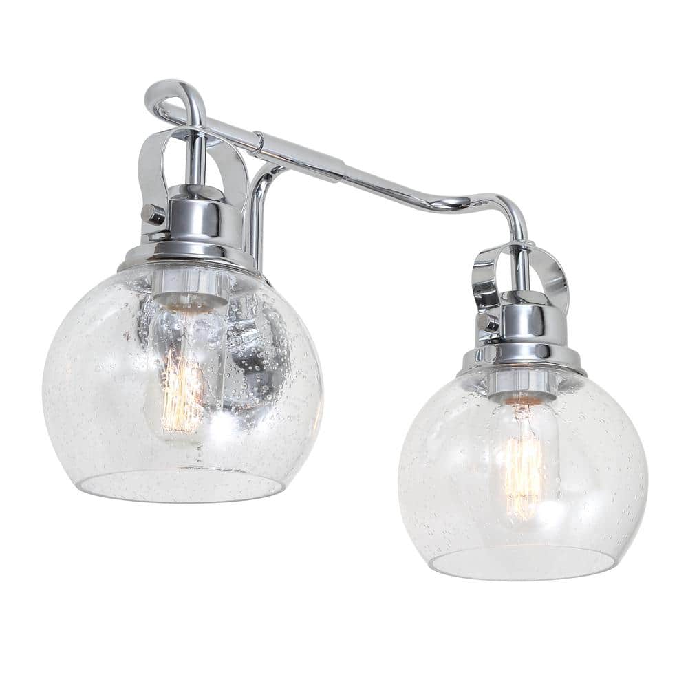 Shirley 17.5" Polished Chrome and Clear Glass 2-Light Vanity Sconce