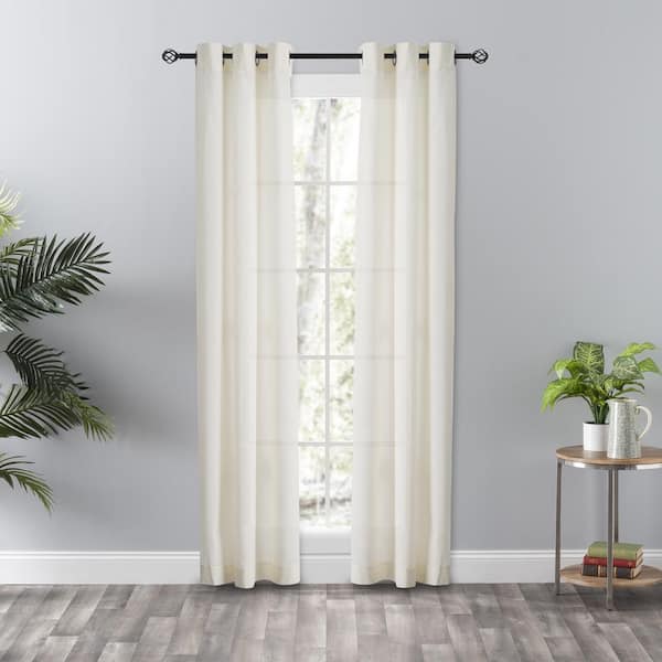 Ellis Curtain Natural Striped Grommet Room Darkening Curtain - 40