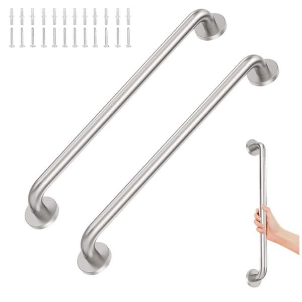 24 in. Safety Bathroom Grab Bars with Concealed Screws in Brushed Nickel, 500 lb. Support Assist Bath Handle Balance Bar