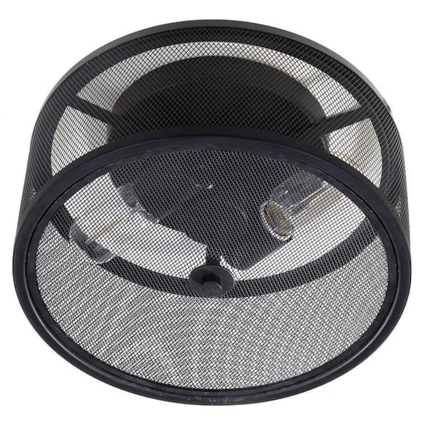 SAFAVIEH Albina 11.75 in. 2-Light Black Metal Mesh Flush Mount