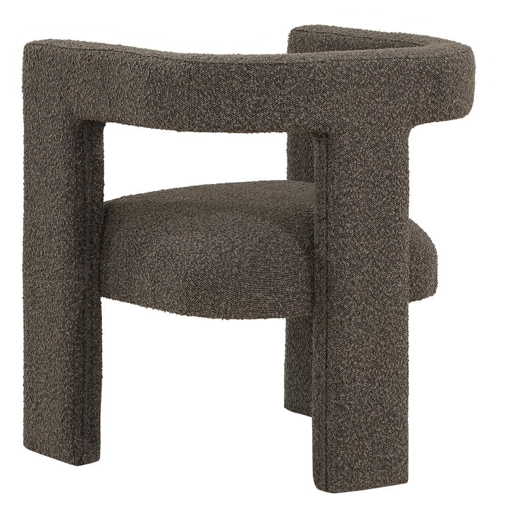 Chocolate Brown Bouclé Upholstered Modern Accent Chair