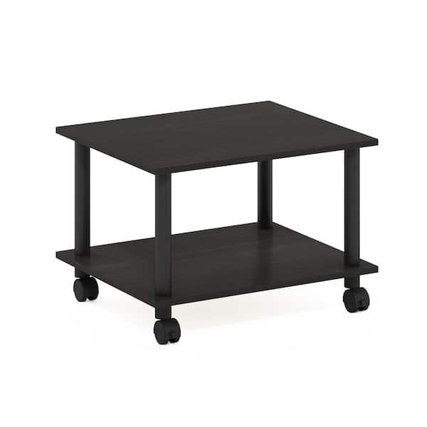 Furinno Econ Espresso Black 2-Tier Under Desk CPU and Printer Stand with Wheels