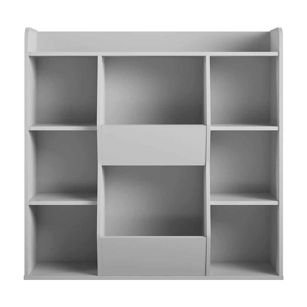 Ameriwood Home Lauren 40.79 in. Dove Gray 9-Shelf Bookcase with Toy Storage Bins -  HD00666
