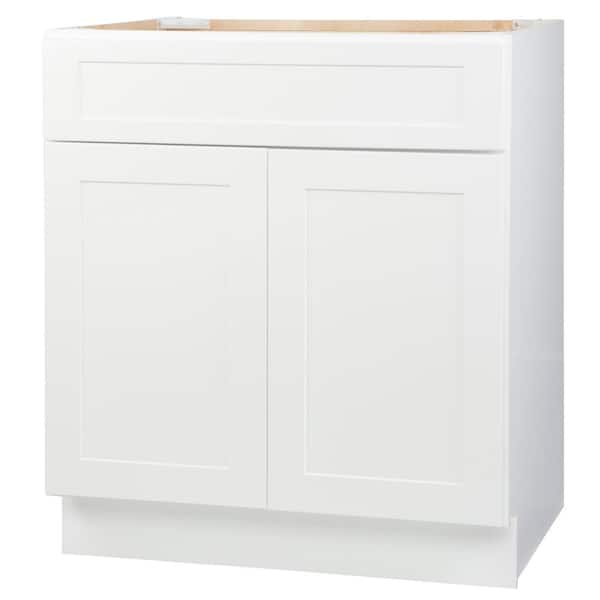 Bremen Ready to Assemble 30x34.5x24 in. Shaker Sink Base Cabinet with 2 Doors in White