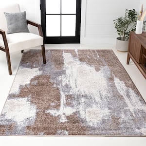 Zoe Brown/Cream 8 ft. x 10 ft. Contemporary Bohemian Abstract Marble Area Rug