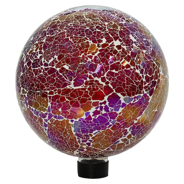 Sunnydaze Pearl Pink Crackled Glass Mosaic Gazing Globe - 10 in