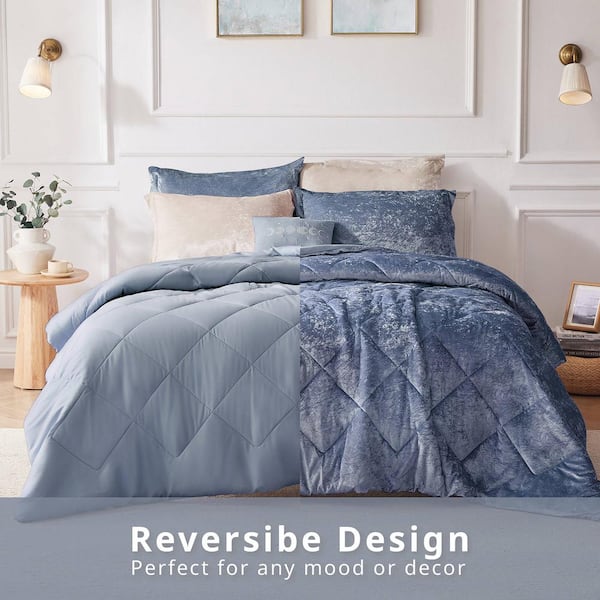 Isabel 3-Piece Blue Polyester Twin/Twin XL Duvet Cover Set