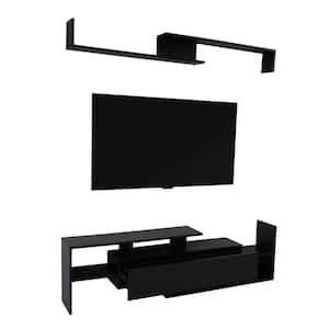 Surrey Modern Ebony TV Stand with MDF Shelves and Bookcase