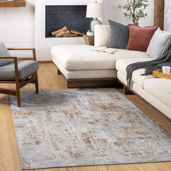 Carmel Gray Modern Abstract 13 ft. x 13 ft. Area Rug