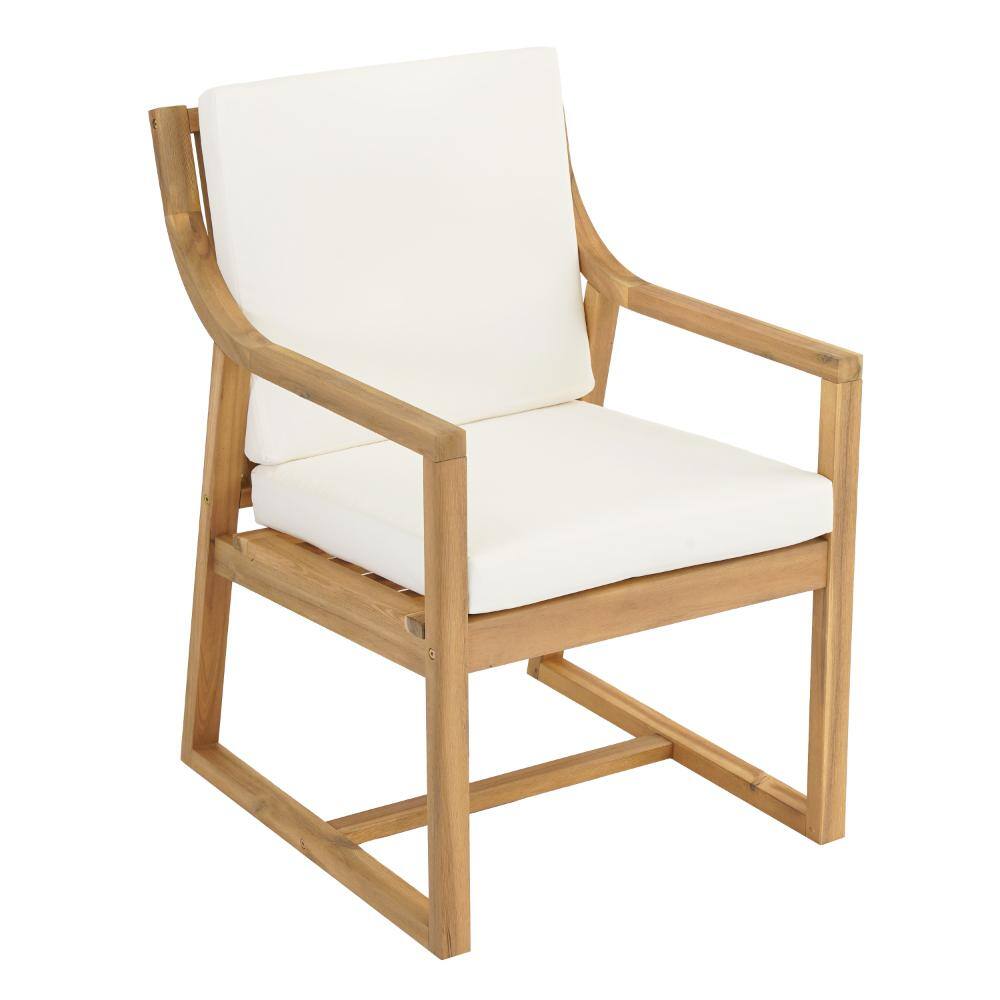 Acacia Wood Patio Outdoor Dining chair With Beige Cushions for Patio, Backyard, Garden price history on PriceWatchPro