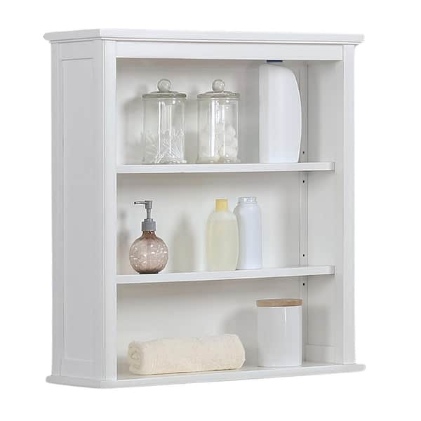 Alaterre Furniture Dorset 27 in. W x 9 in. D x 29 in. H Bathroom Storage Wall Cabinet in White with 2 Open Shelves