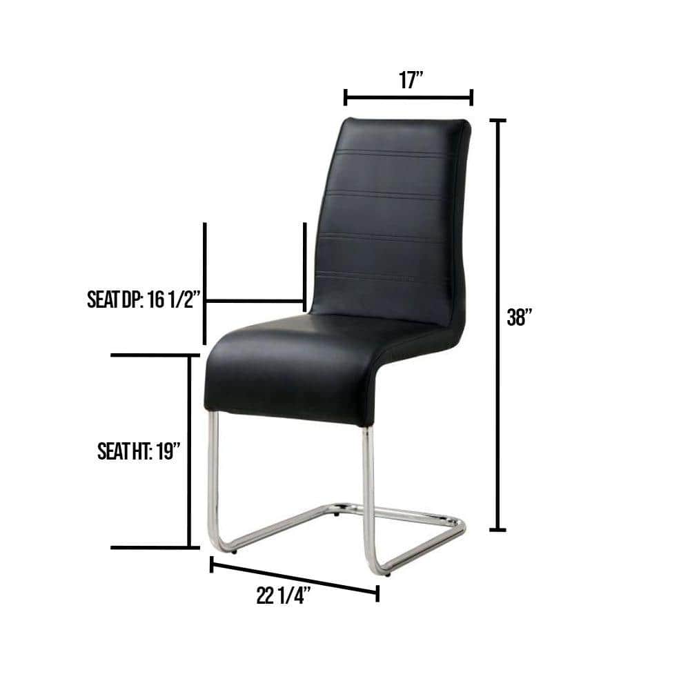 Black Faux Leather and Metal Upholstered Side Chair