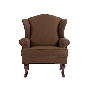 Uixe Mid-Century Retro Style Cranberry Linen Upholstered Wingback