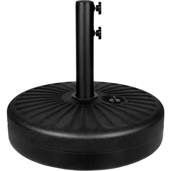 Zeus & Ruta Simple Deluxe 20 in. Heavy-Duty Market Patio Umbrella Base with Steel Holder Water Filled for Outdoor in Black