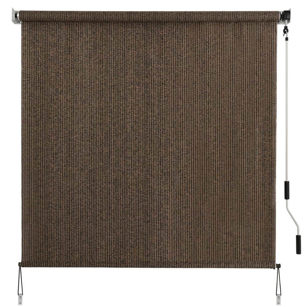 Mocha 6' x 6' Cordless Roll-Up Outdoor Shade Cloth with UV Protection