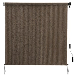 72 in. x 72 in. Cordless Roll Up Shade Shade Cloth with UV Protection Crank Operation for Outside Mocha