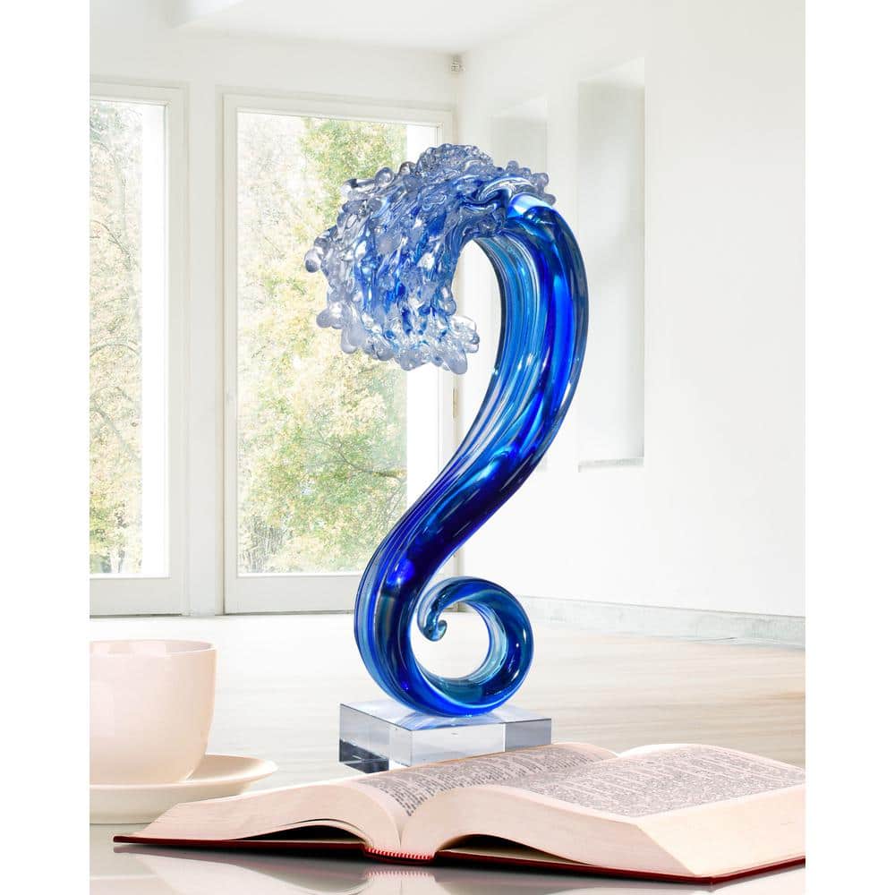 15.5 in. Pacific Wave Handcrafted Irregular Art Glass Sculpture