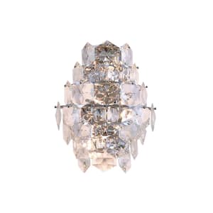 13.5 in. 4-Light Chrome Stainless Steel Wall Sconce With Crystals