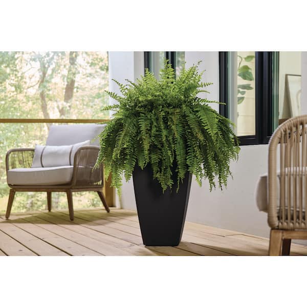 14.5 in. Tallulah Black Modern Recycled Materials Slate Tall Square Planter (14.5 in. L x 14.5 in. W x 28 in. H)