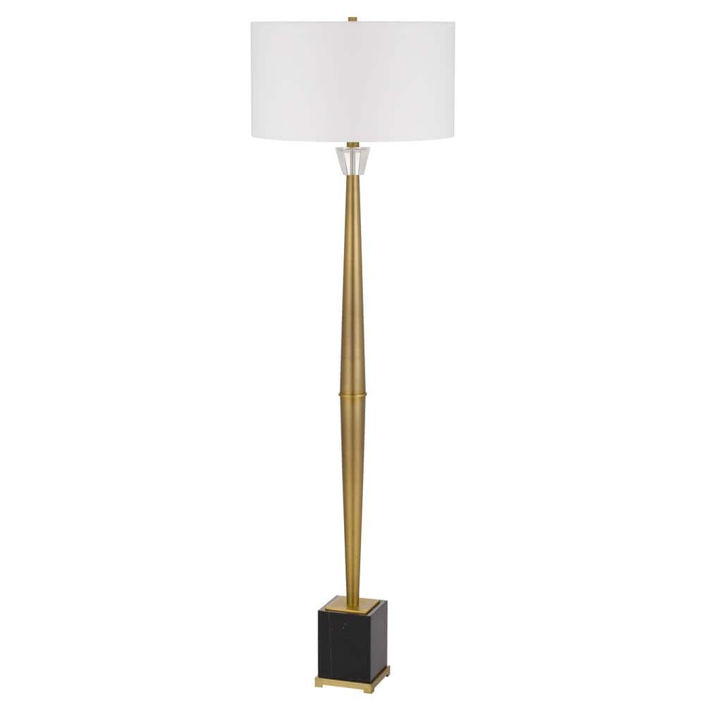 Salford 61 in. H Antique Brass Metal Torchiere Floor Lamp for Living Room w