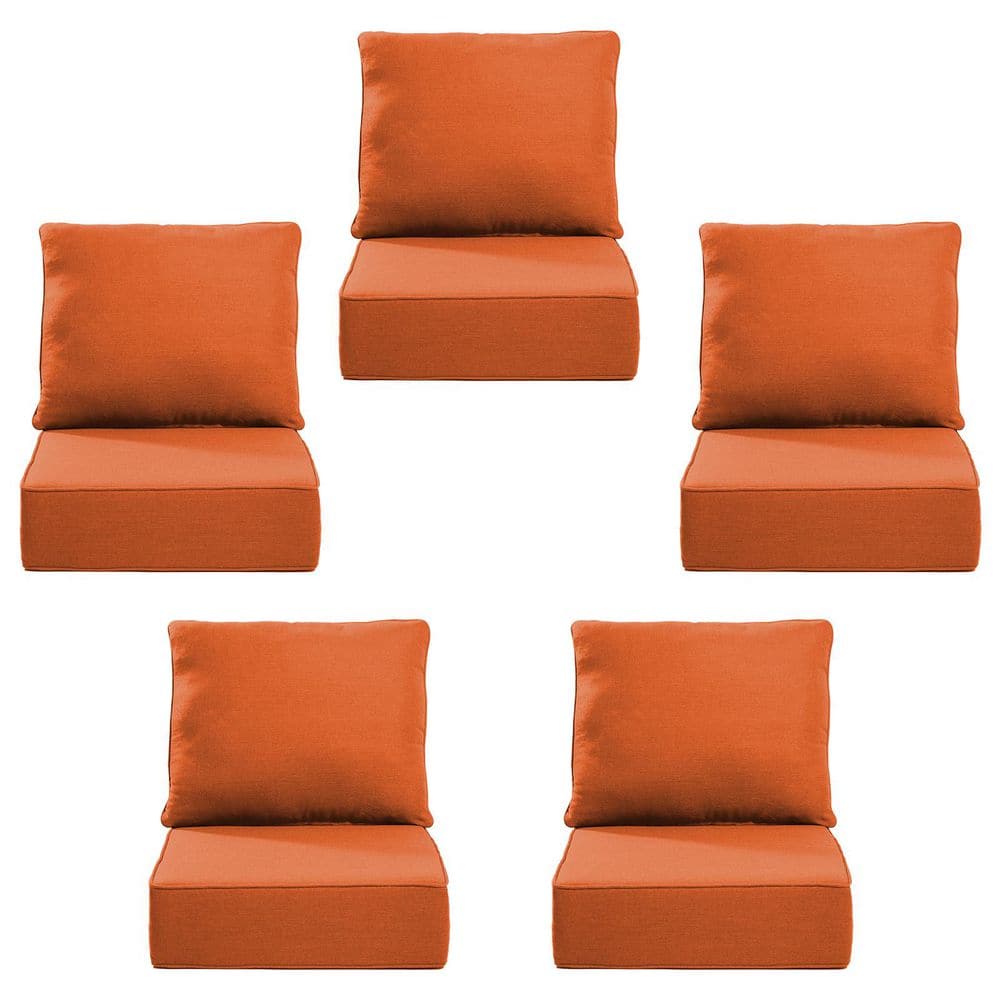 24 in. x 24 in. x 6 in. 10-Piece Olefin Deep Thick Seating Outdoor Lounge Chair Sofa Replacement Cushion Set in Orange price history on PriceWatchPro