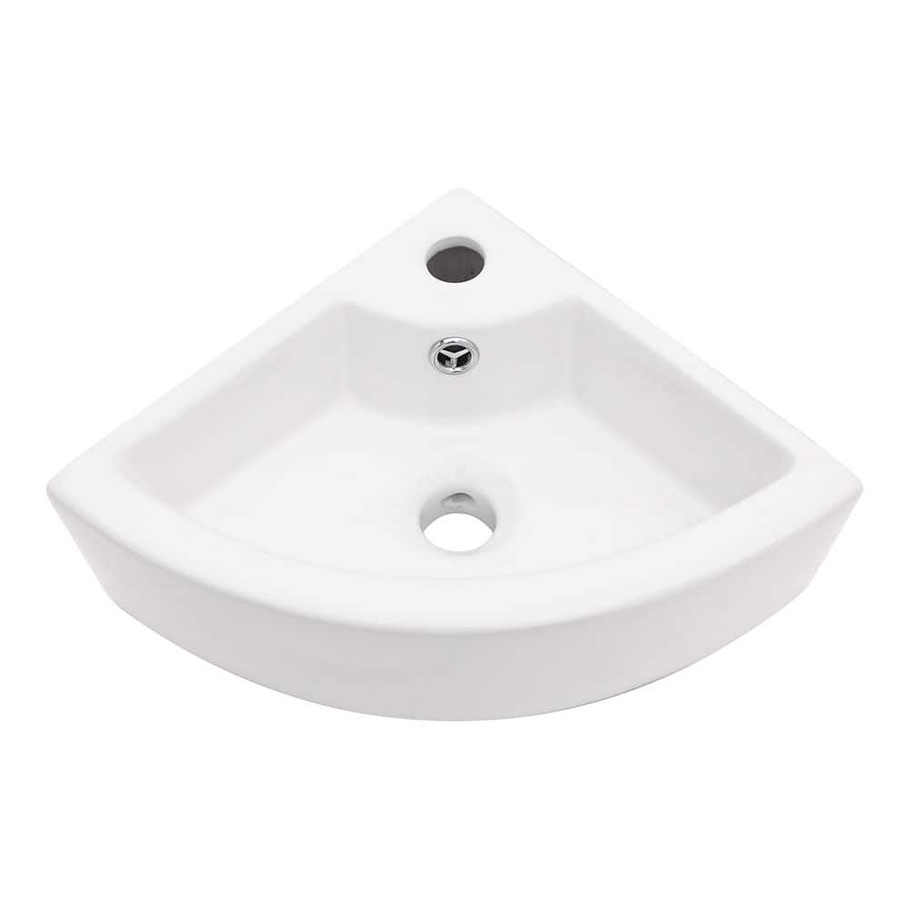 18 in. x 13 in. Wall-Mounted Corner Bathroom Sink in White Ceramic price history on PriceWatchPro