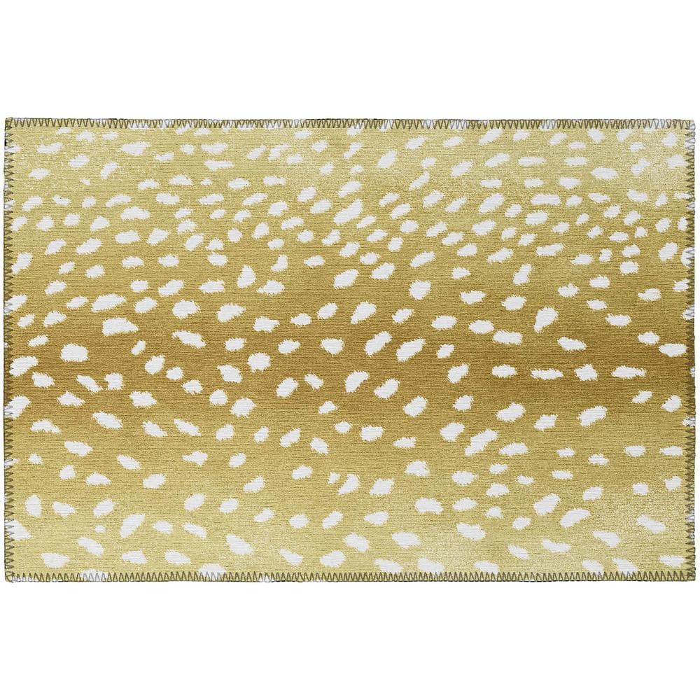 Safari Gold 1 ft. 8 in. x 2 ft. 6 in. Indoor/Outdoor Washable Indoor/Outdoo