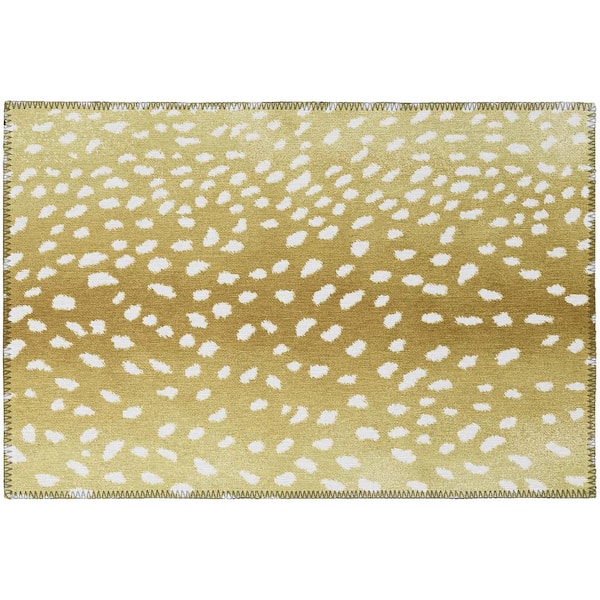 Addison Rugs Safari Gold 1 ft. 8 in. x 2 ft. 6 in. Indoor/Outdoor Washable Indoor/Outdoor Washable Rug