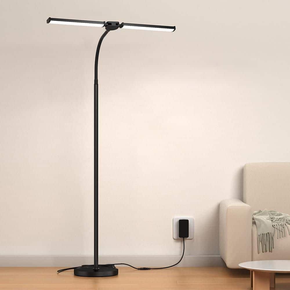 59 in. Black 1-Light Smart Dimmable Column Floor Lamp for Living Room with Polycarbonate Shade price history on PriceWatchPro