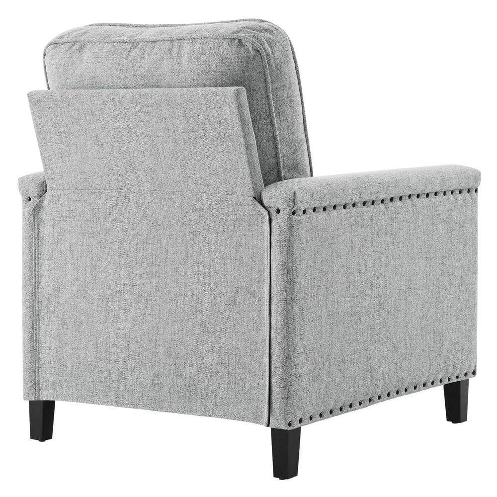 Ashton Light Gray Fabric Accent Chair with Nailhead Trim