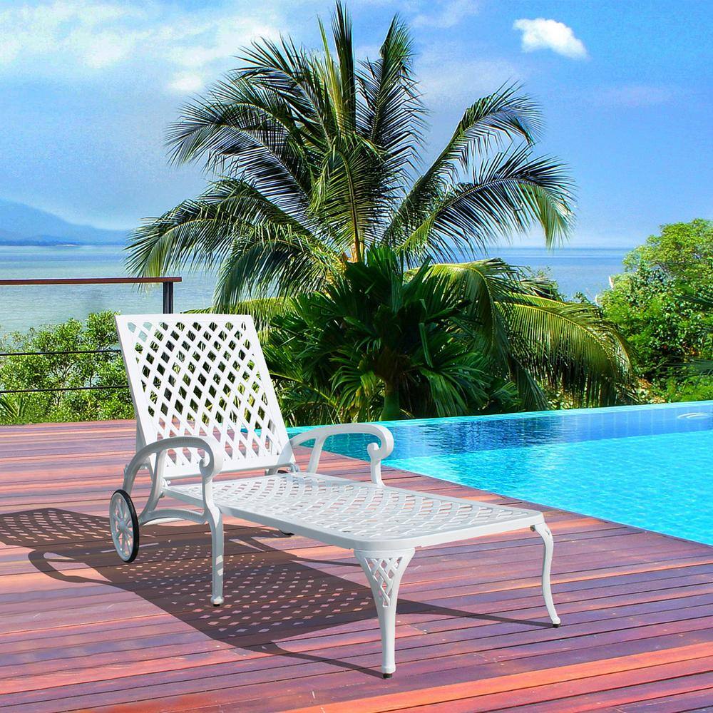 New Aluminum Cast Outdoor Lounge Chair, Adjustable Backrest Rollers All-Wea