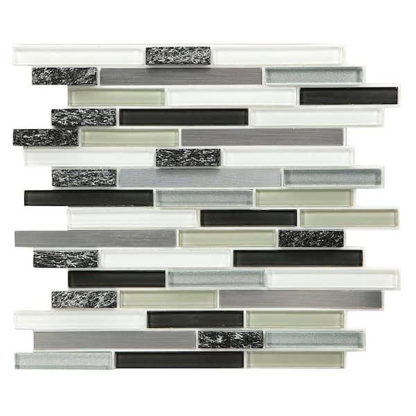 Instant Mosaic 12 in. x 13 in. x 7 mm Peel and Stick Glass/Stone/Metal Mosaic Wall Tile