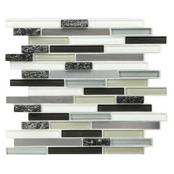 Instant Mosaic Peel and Stick Glass/Stone/Metal Wall Tile - 3 in. x 12 in. Tile Sample