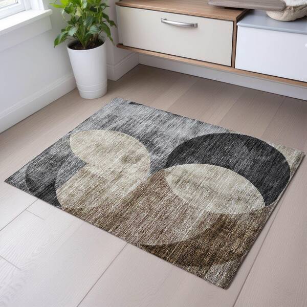 Mayfield Premium Machine Washable Abstract AMF1140 Pewter 2 ft. x 3 ft. Area Rug